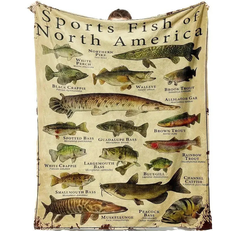 Cozy Fish‑Print Flannel Blanket