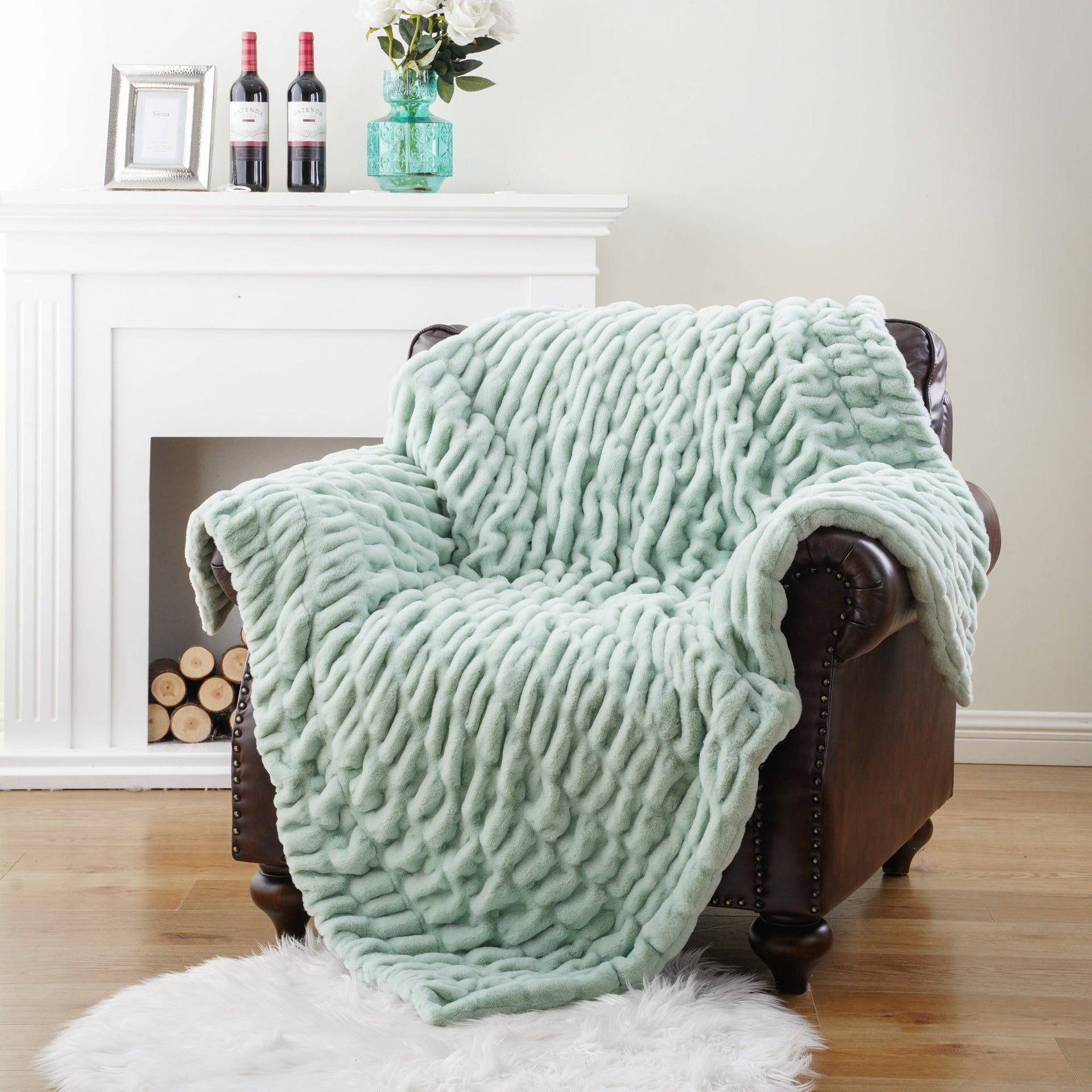 Faux Rabbit Fur Hooded Blanket