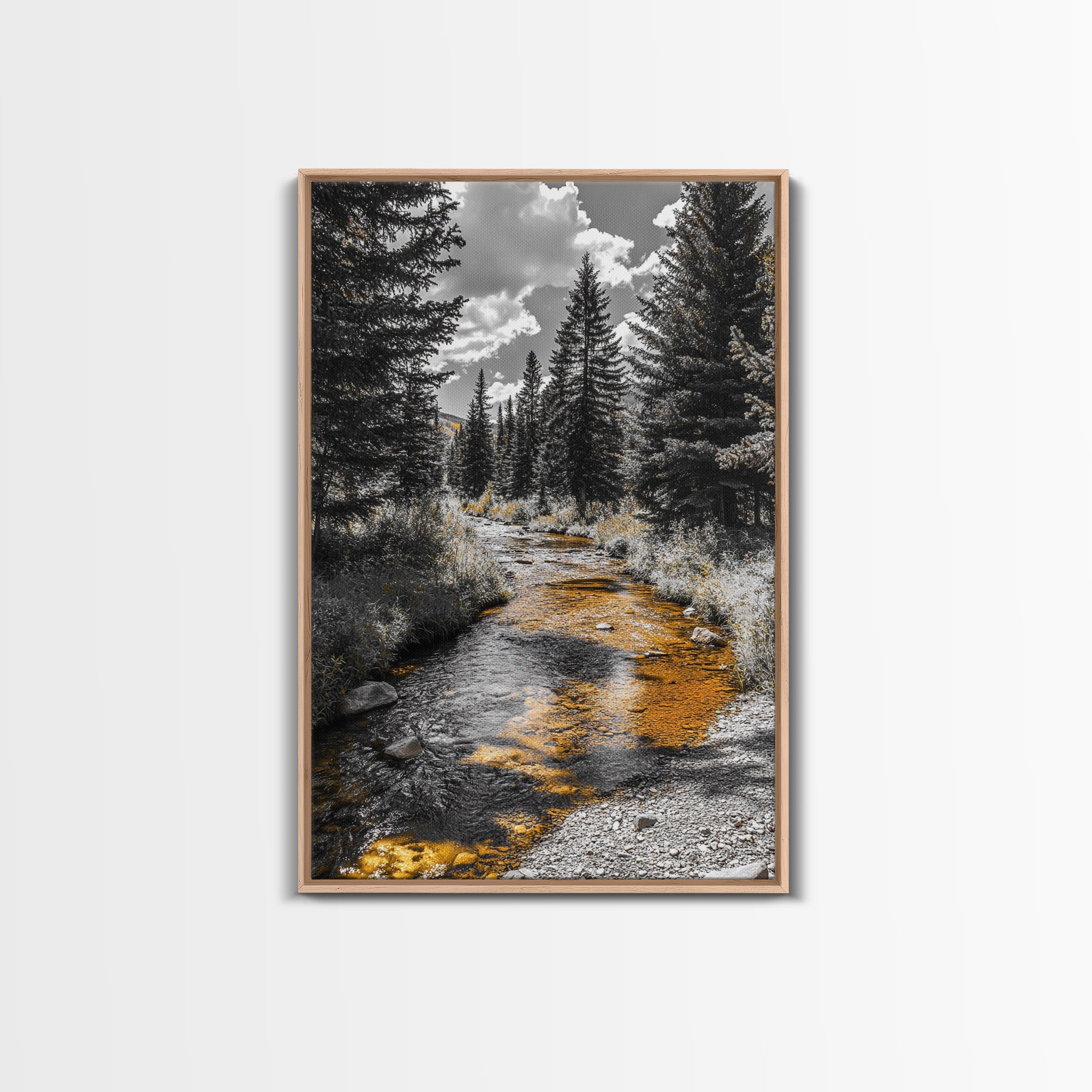 Autumn Forest Stream Canvas Print