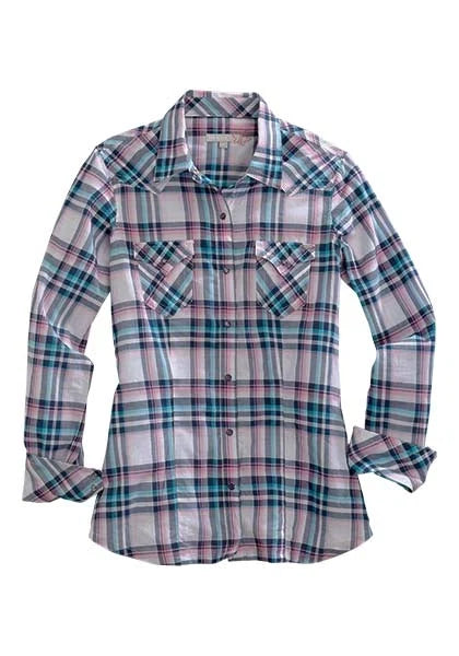 Women's Tin Haul Indigo & Pink Plaid Snap Shirt