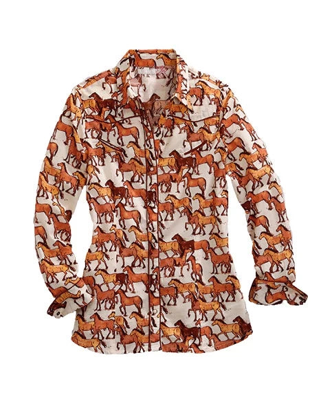 Women's Courses of Horses Snap Shirt
