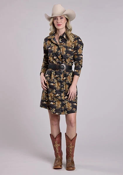 Women's Cowboy Print Shirt Dress