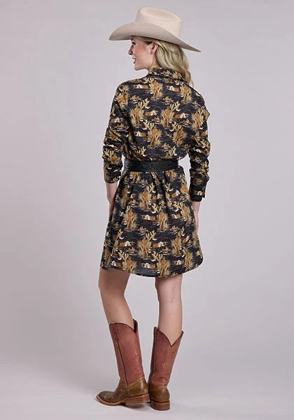 Women's Cowboy Print Shirt Dress