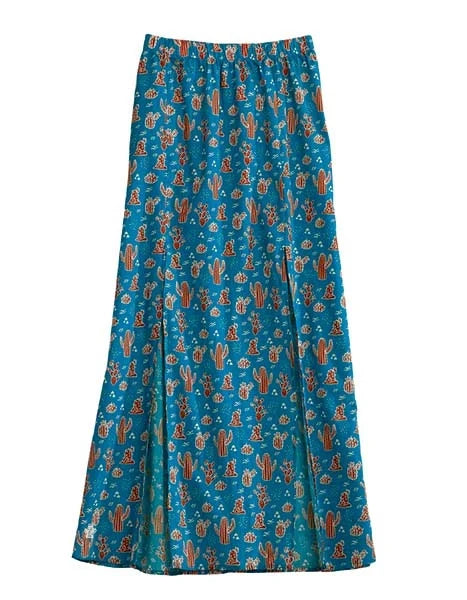 Women's Cacti Print Maxi Skirt