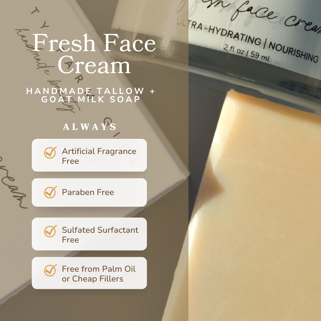 Fresh Face Cream Facial Soap Bar | Goat Milk & Tallow, 5 oz