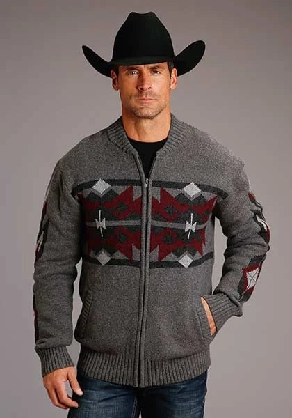Men's Stetson Heathered Aztec Zip Sweater