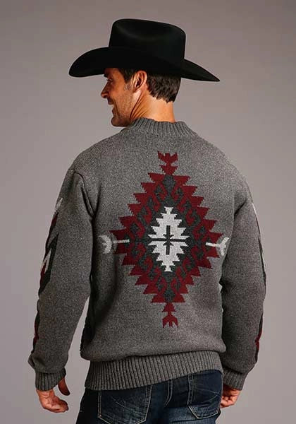 Men's Stetson Heathered Aztec Zip Sweater