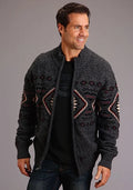 Men's Stetson Horizontal Aztec Zip Cardigan