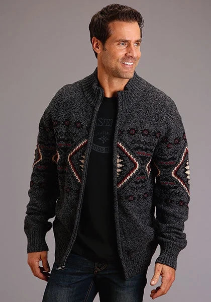 Men's Stetson Horizontal Aztec Zip Cardigan