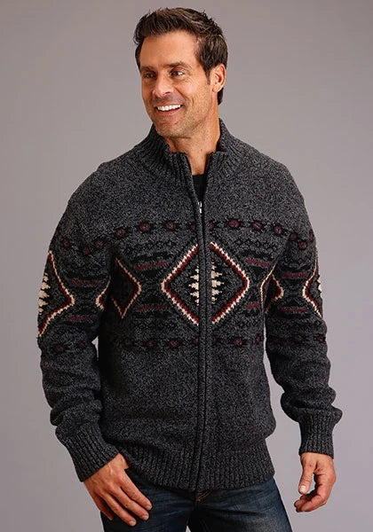 Men's Stetson Horizontal Aztec Zip Cardigan
