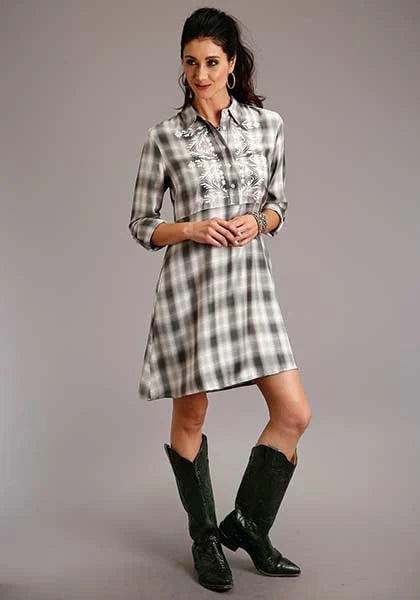 Women's Smokey Ombre Plaid Shirt Dress