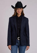 Navy Stretch Denim Blazer