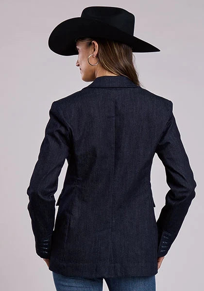 Navy Stretch Denim Blazer