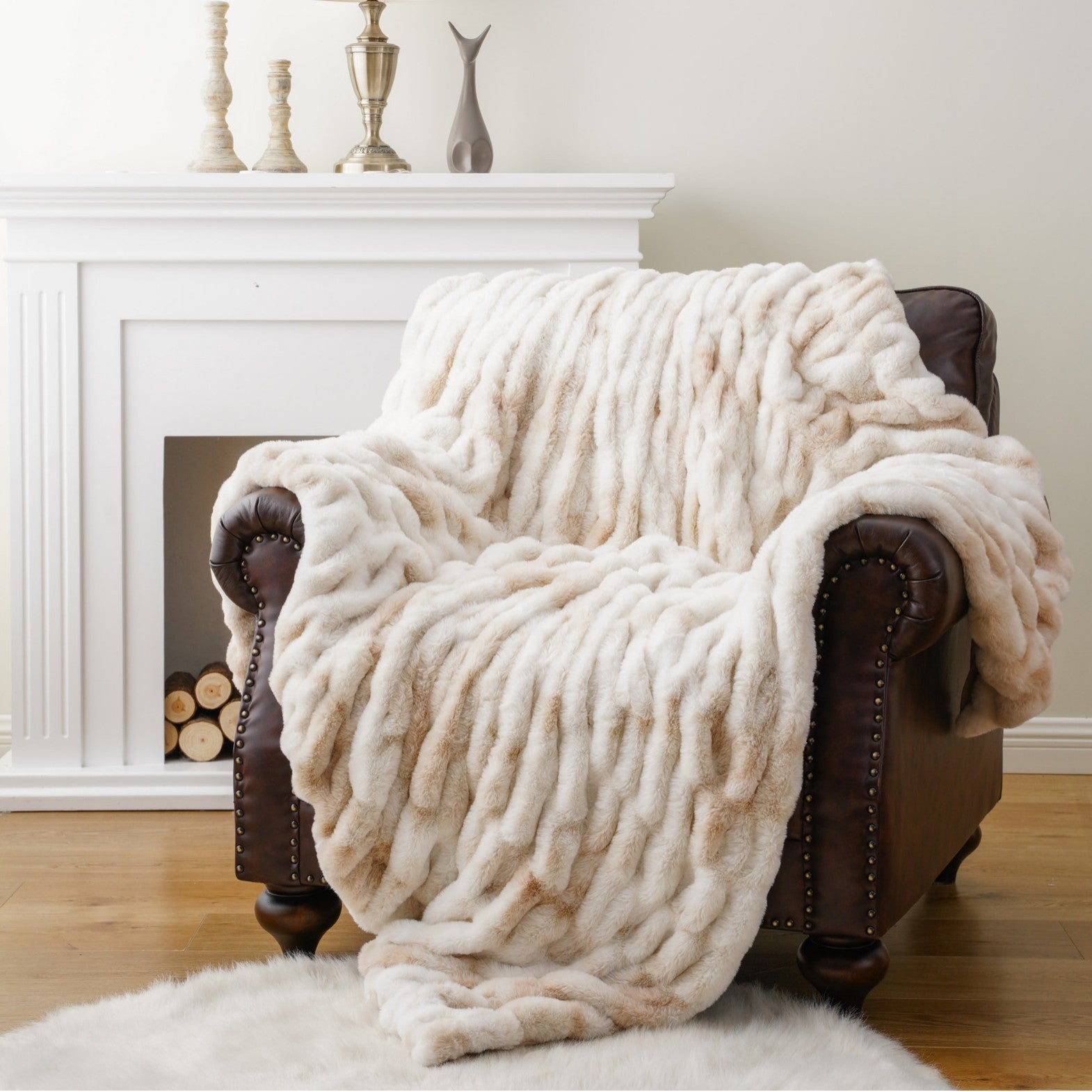 Faux Rabbit Fur Hooded Blanket
