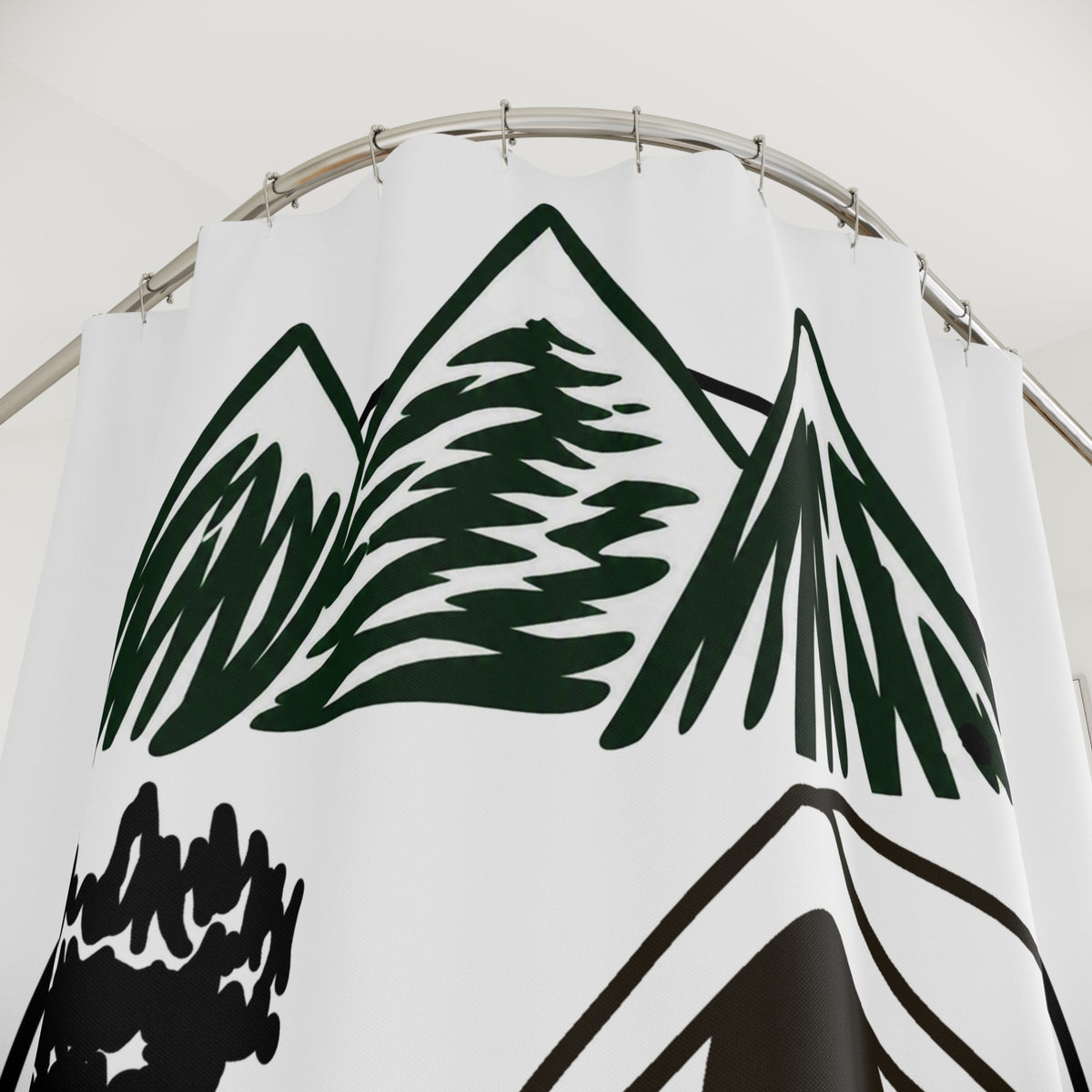 Camping Colorado Shower Curtain — Mountain Tent Bathroom Decor