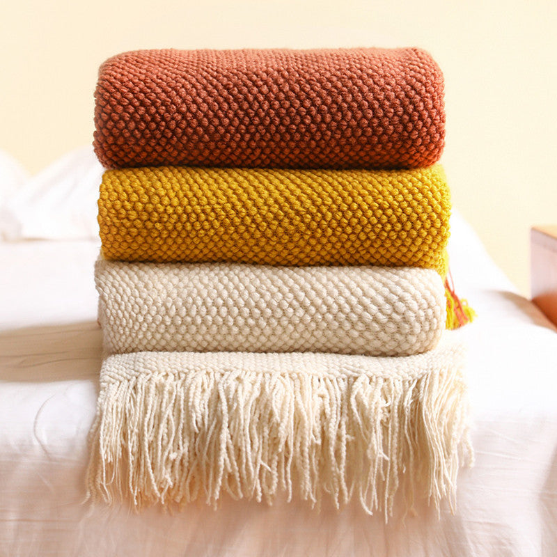 Pineapple Grid Knit Throw