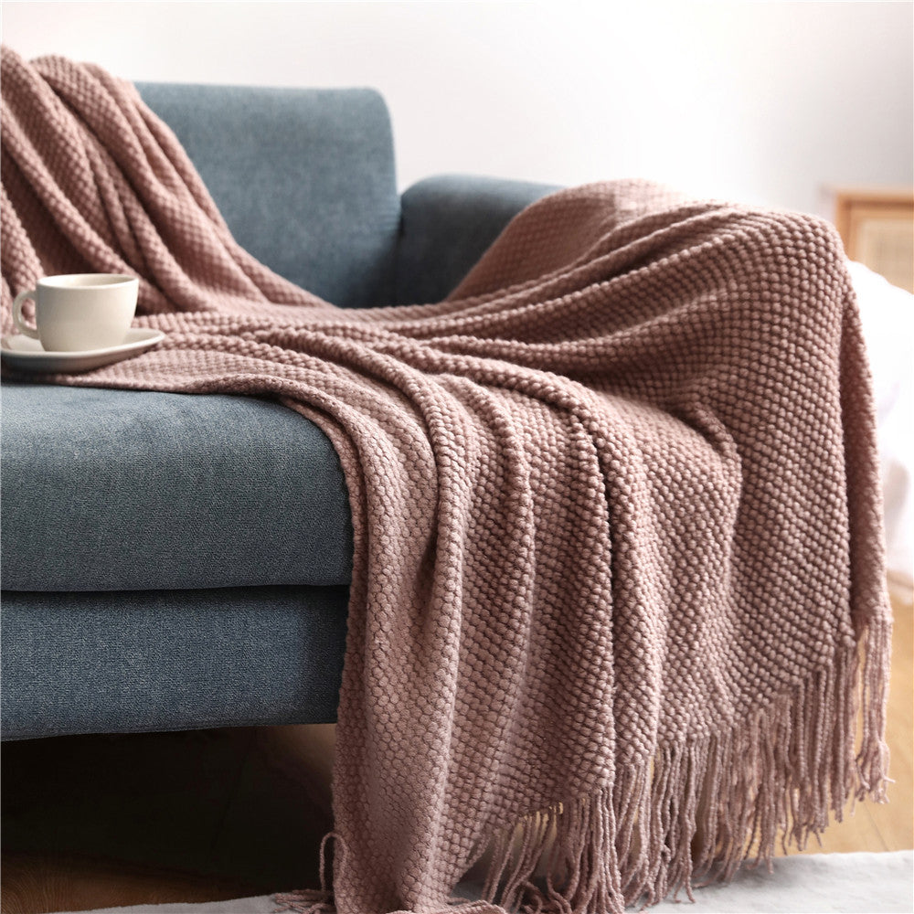 Pineapple Grid Knit Throw