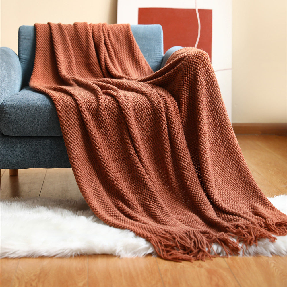 Pineapple Grid Knit Throw