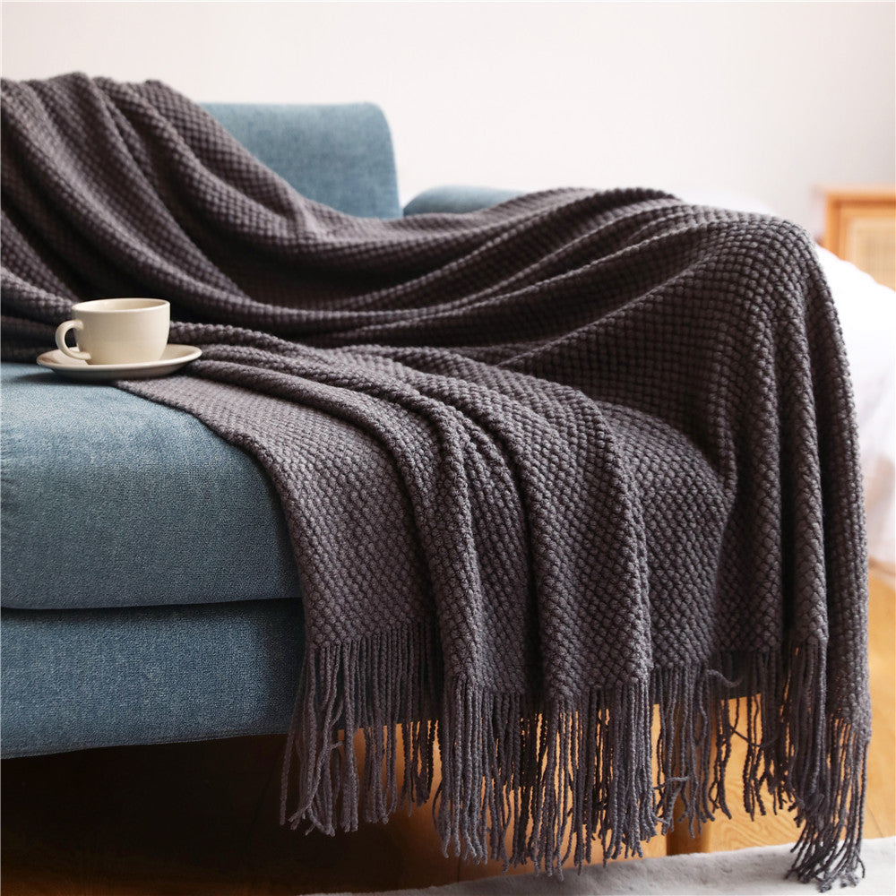 Pineapple Grid Knit Throw