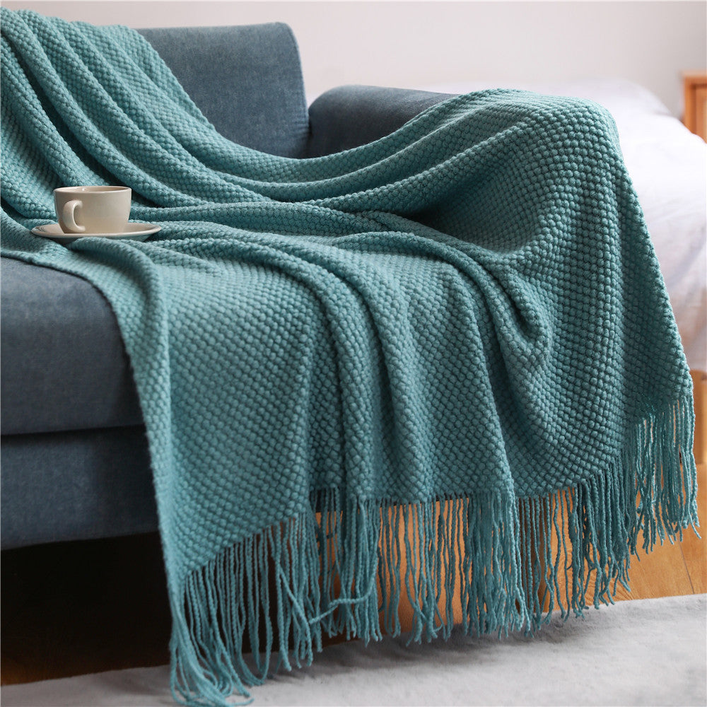 Pineapple Grid Knit Throw