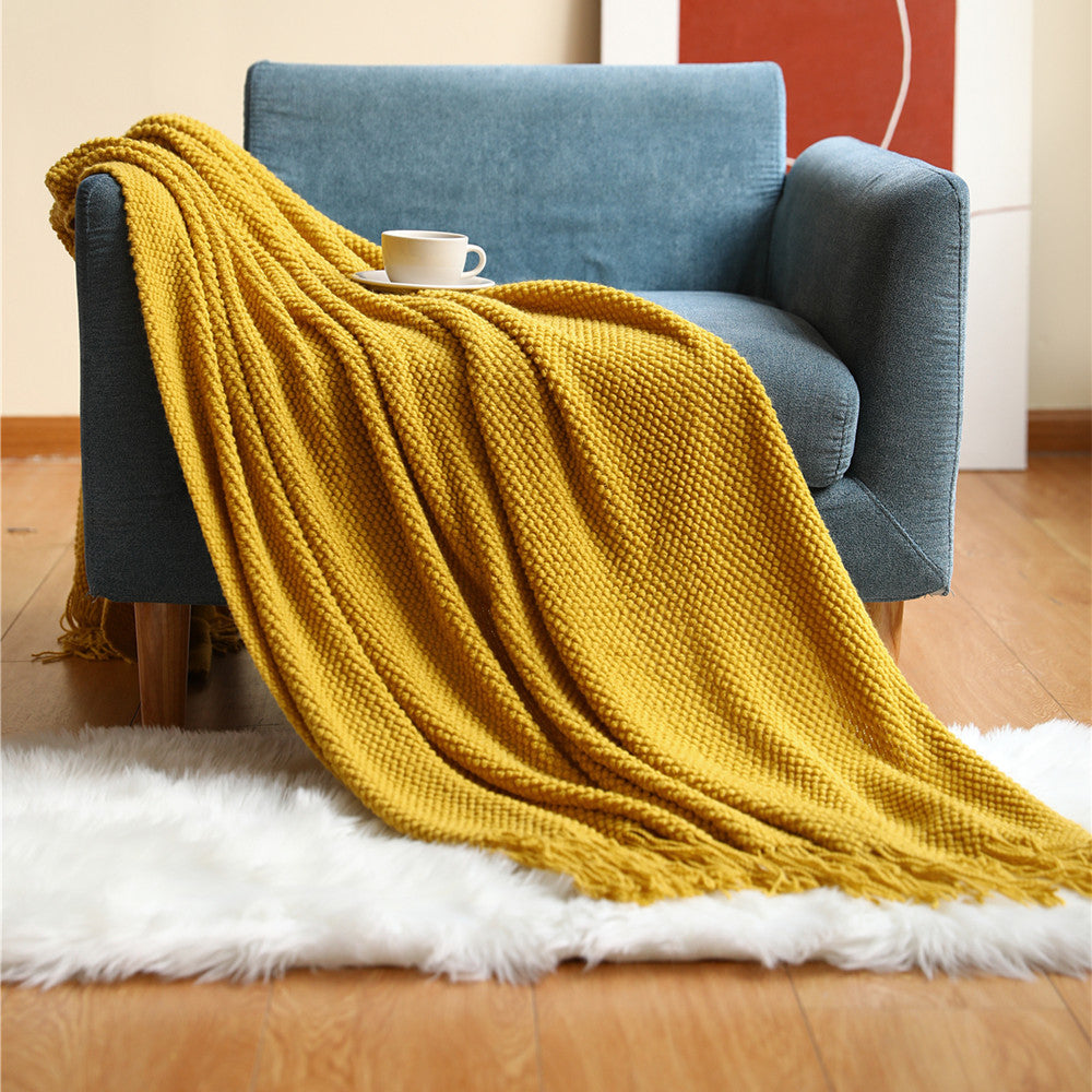 Pineapple Grid Knit Throw