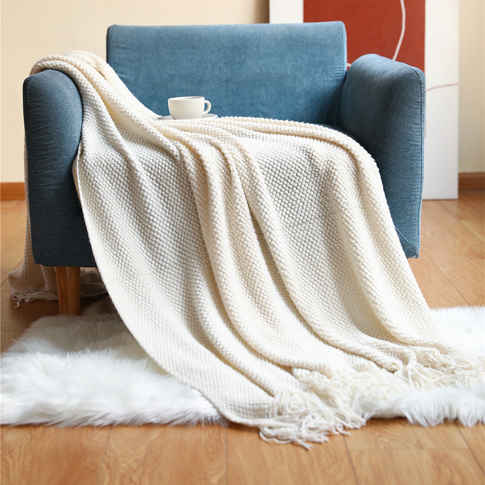 Pineapple Grid Knit Throw