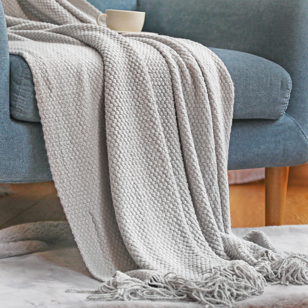 Pineapple Grid Knit Throw