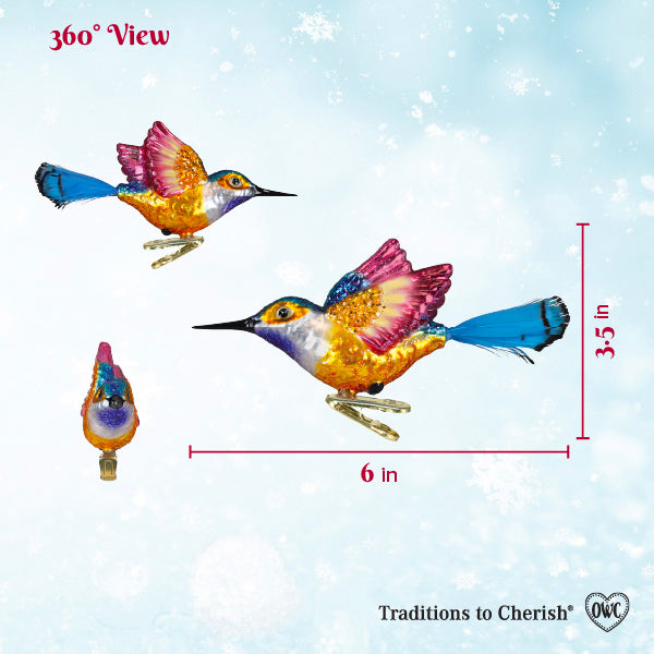 Vibrant Hummingbird Christmas Ornament