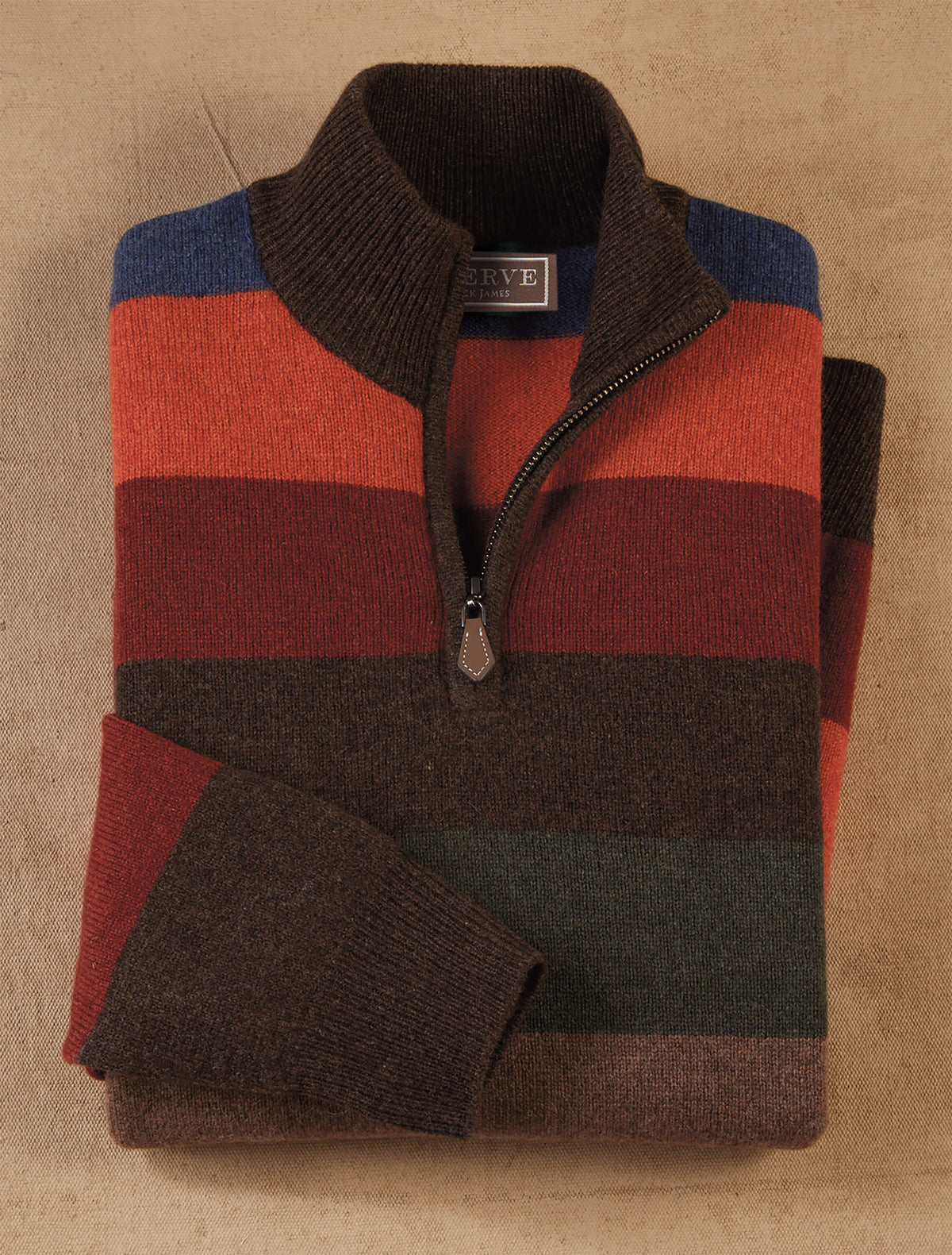 Reserve Lyndhurst Lambswool Stripe Mock 1/4 Zip