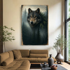 Wolf Double Exposure Canvas Wall Art