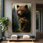 Bear and Cub Canvas Wall Art