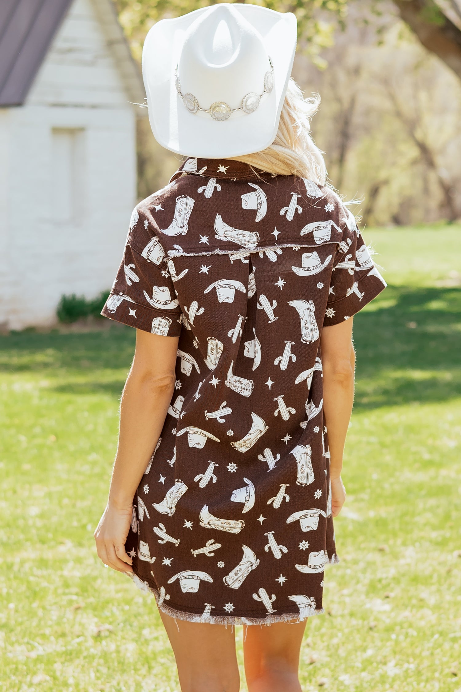 Women's Western Print Denim Dress