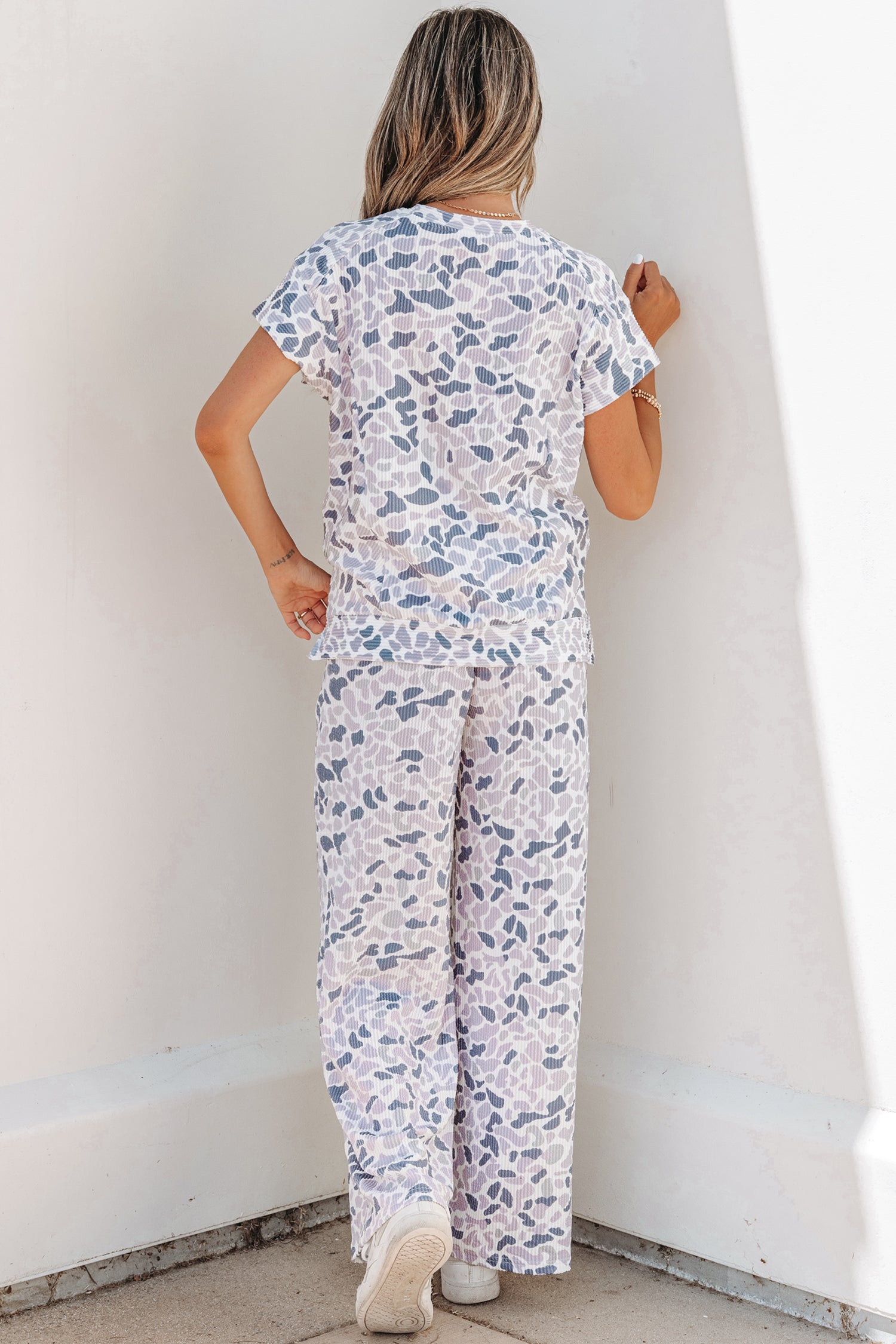 Camo Twisted Rib Tee & Drawstring Pants Set