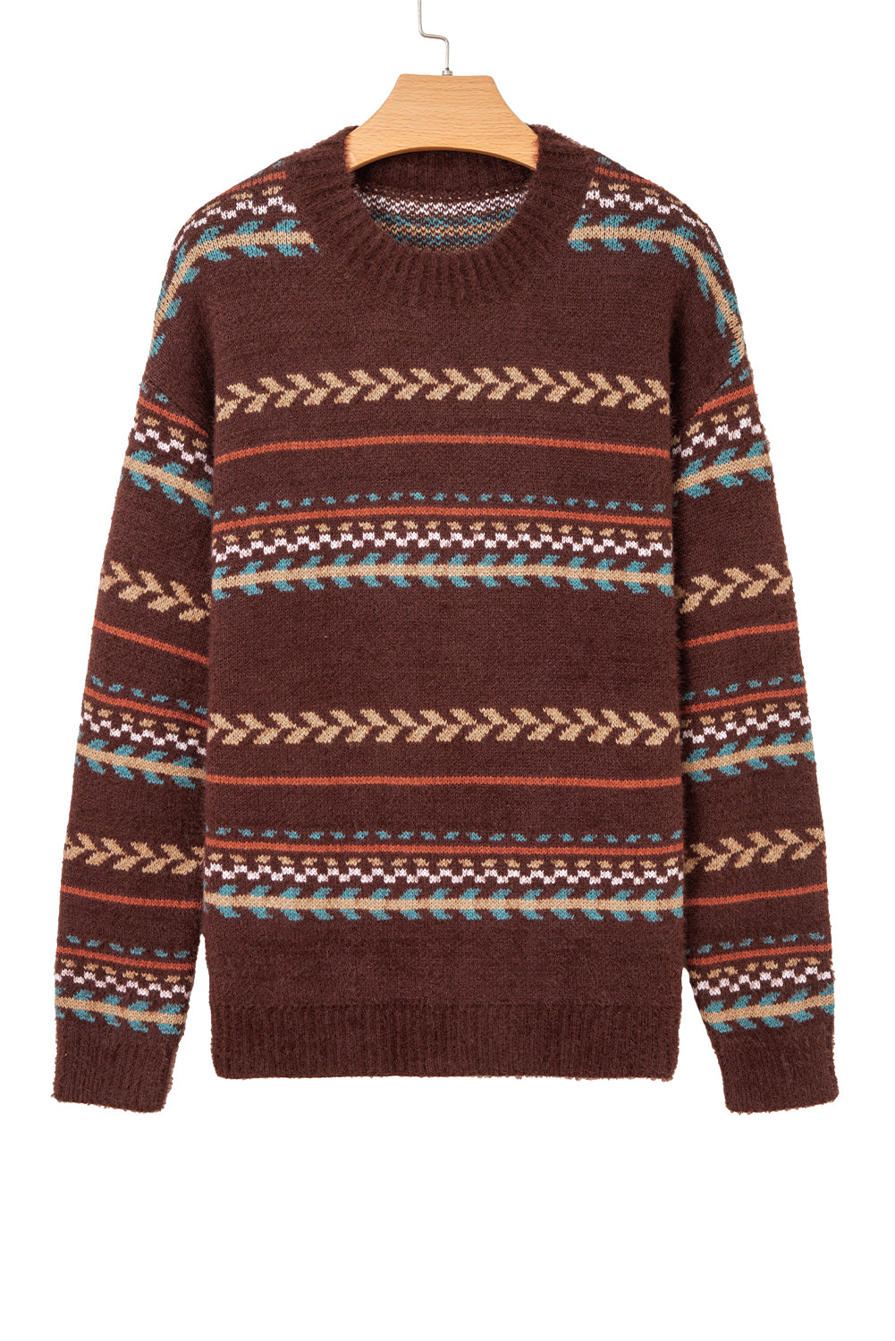 Ethnic Pattern Mohair Sweater