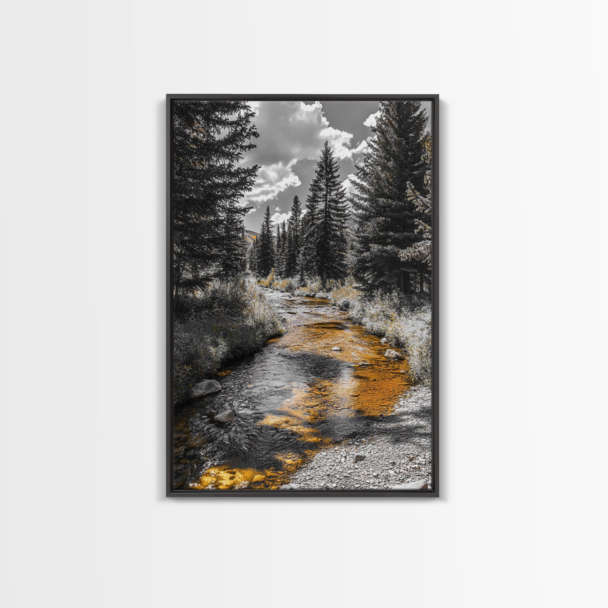 Autumn Forest Stream Canvas Print
