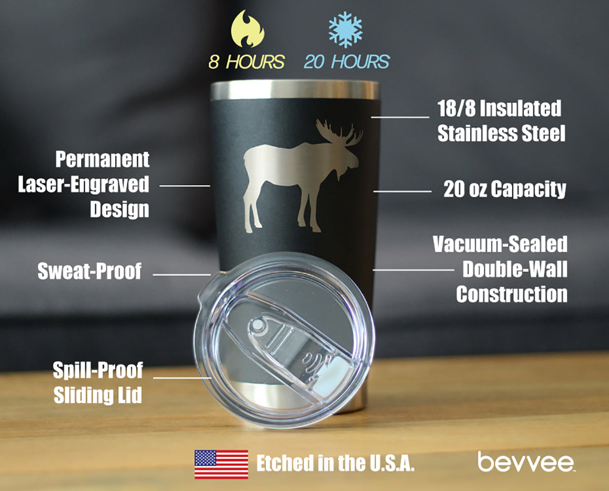 Moose Silhouette Insulated Coffee Tumbler – 20 oz