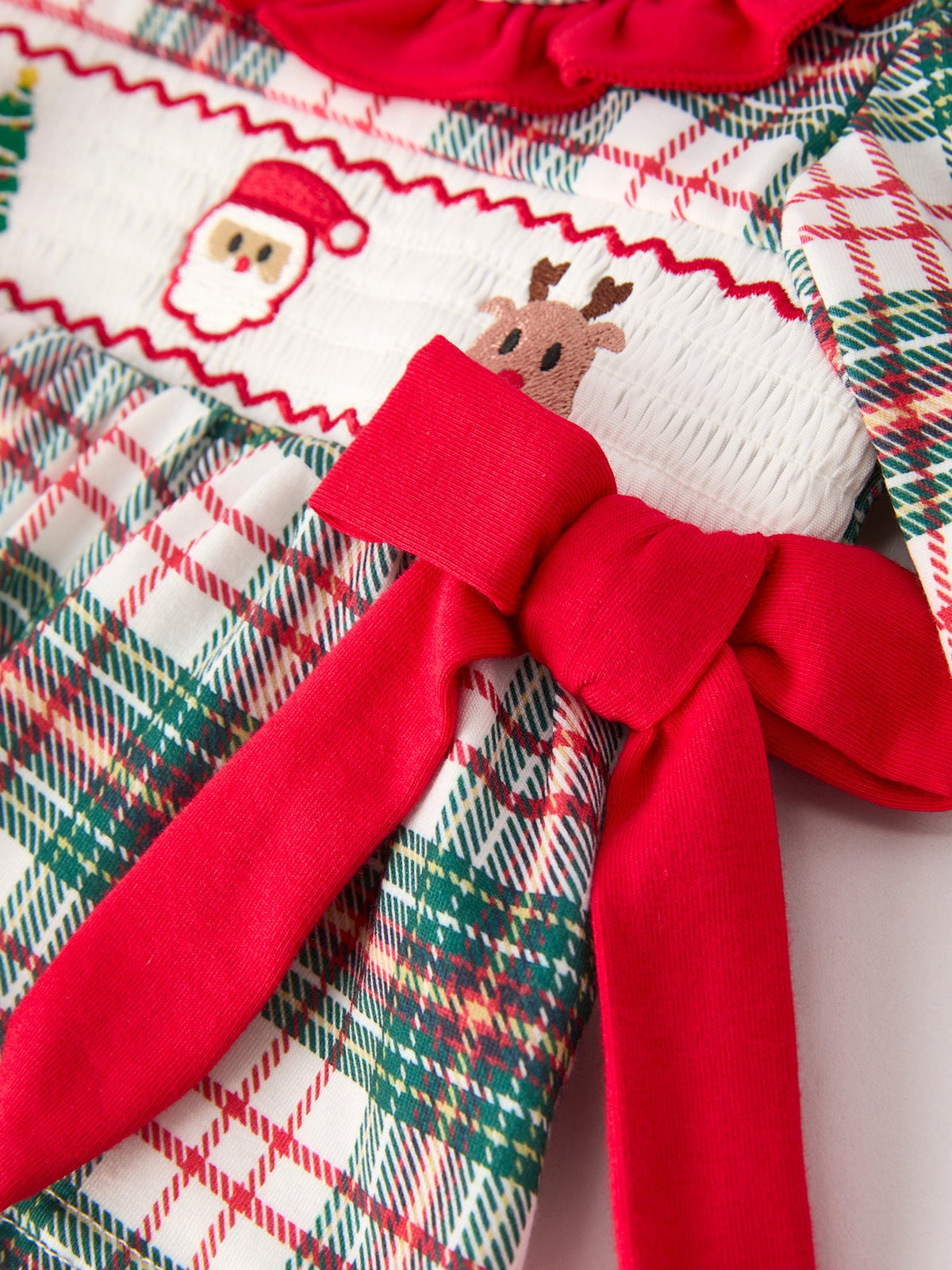 Baby Girls’ Christmas Plaid Smocked Top & Bloomers Set