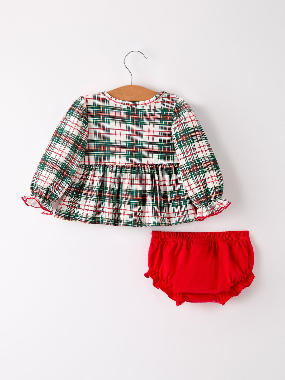 Baby Girls’ Christmas Plaid Smocked Top & Bloomers Set