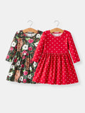 Girls Christmas Heifer & Red Heart Dress Set | 2 Dresses