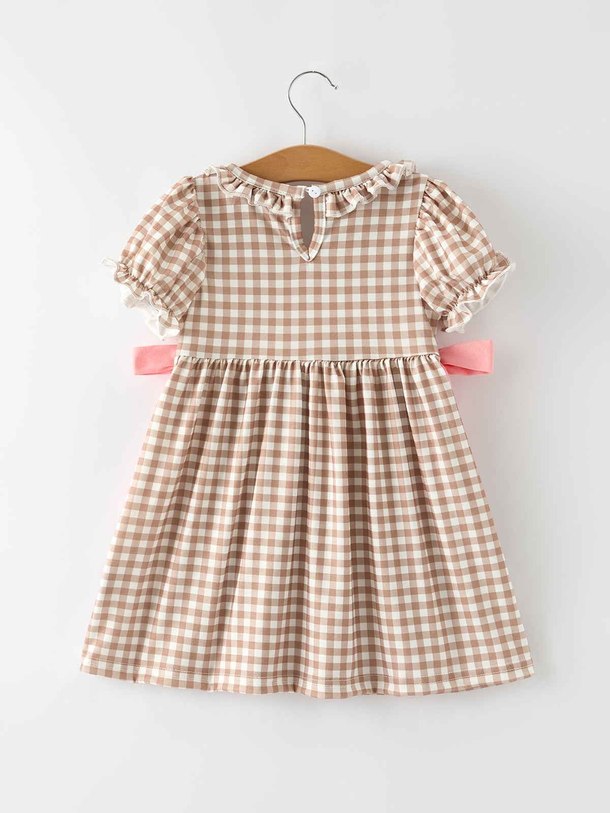 Girls' Christmas Plaid Dress | Gingerbread & Bow Embroidery