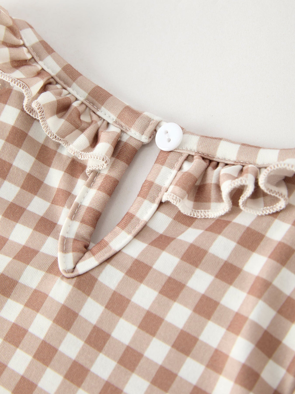 Girls' Christmas Plaid Dress | Gingerbread & Bow Embroidery