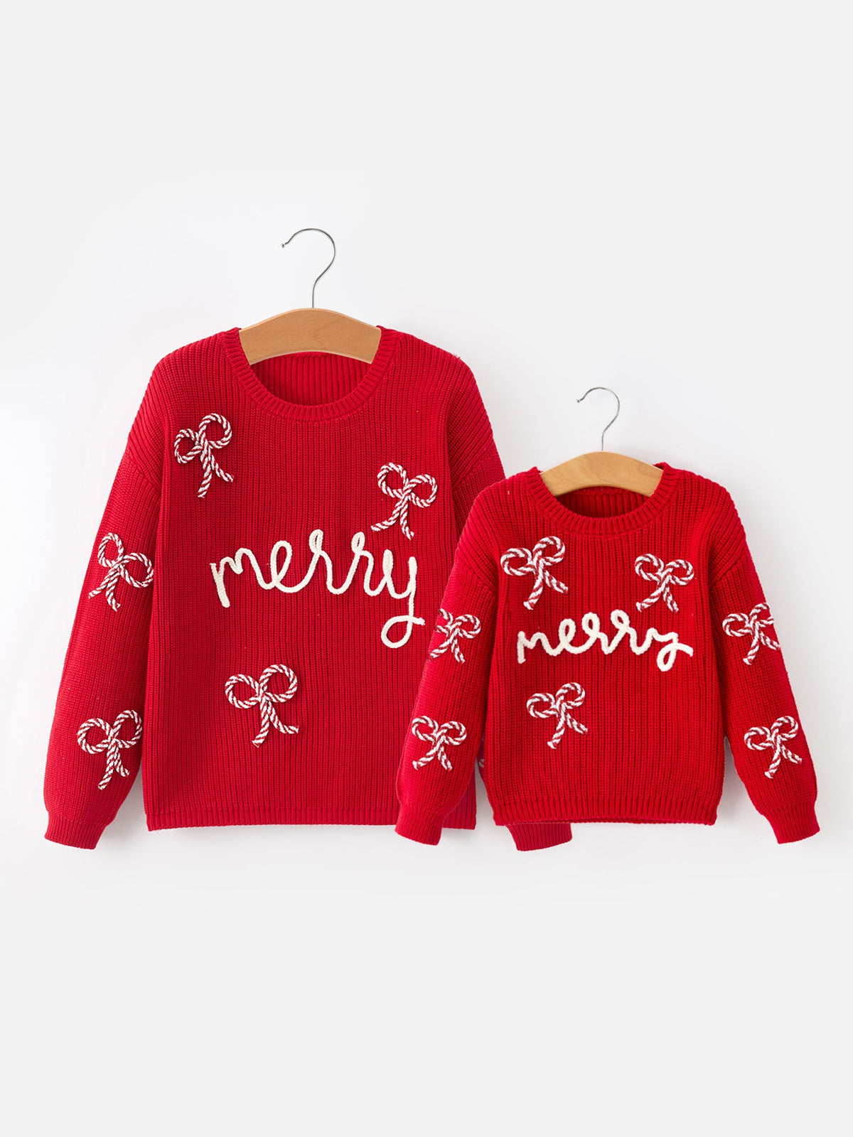 Mom & Me Red Merry Christmas Pullover Sweaters | Kids & Adults