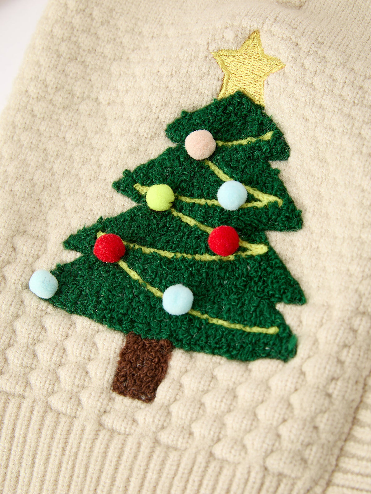 Kids Christmas Tree Knit Cardigan | Button-Front Holiday Sweater