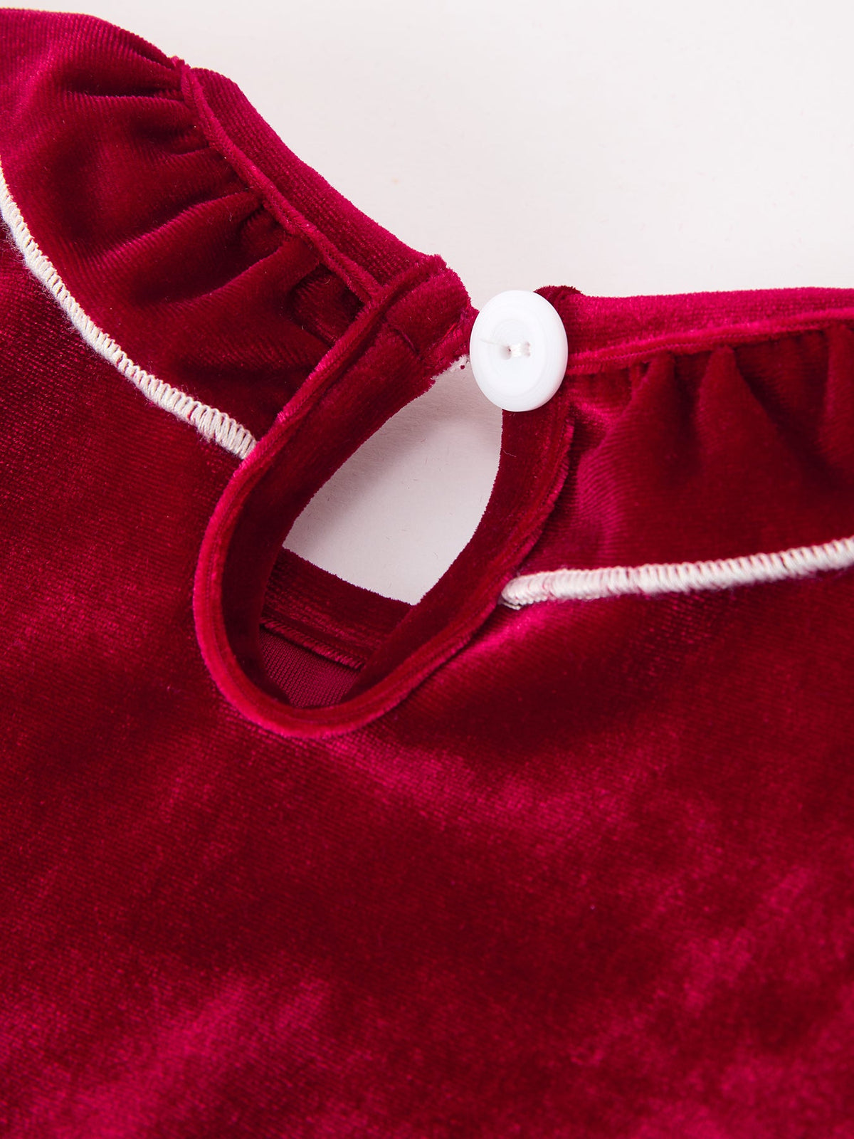 Baby Burgundy Velvet Smocked Christmas Bubble Romper