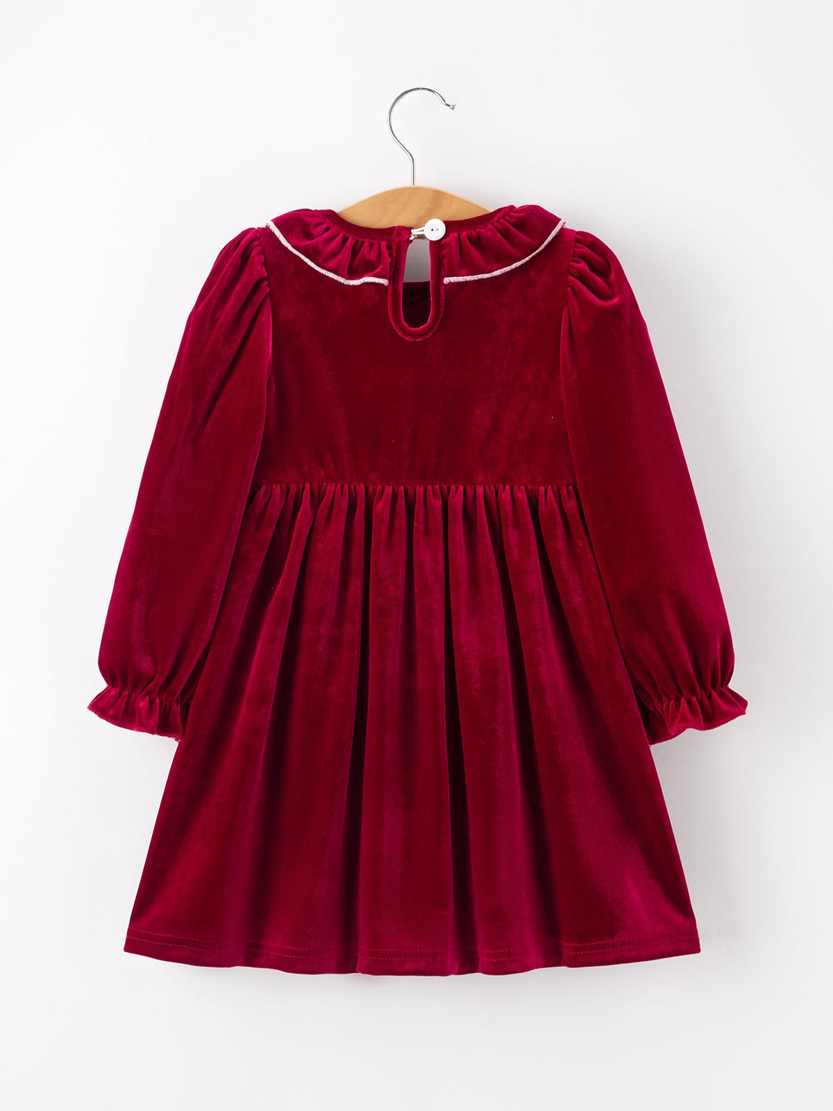 Girls Burgundy Velvet Smocked Christmas Dress | Holiday Party