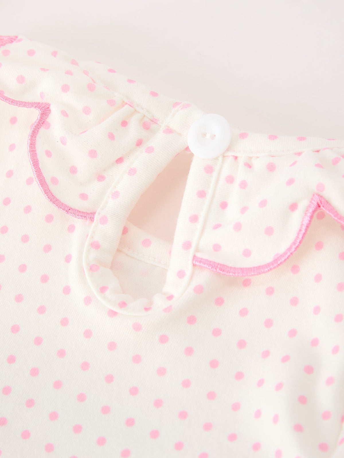 Baby Girls Christmas Smocked Romper | Ruffle Collar & Embroidery