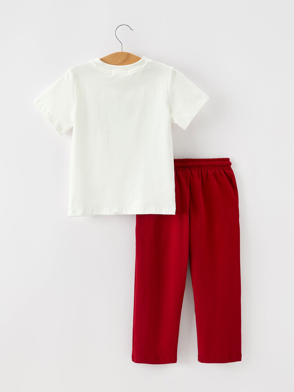 Boys' Christmas Reindeer Embroidered Shirt & Red Pants Set