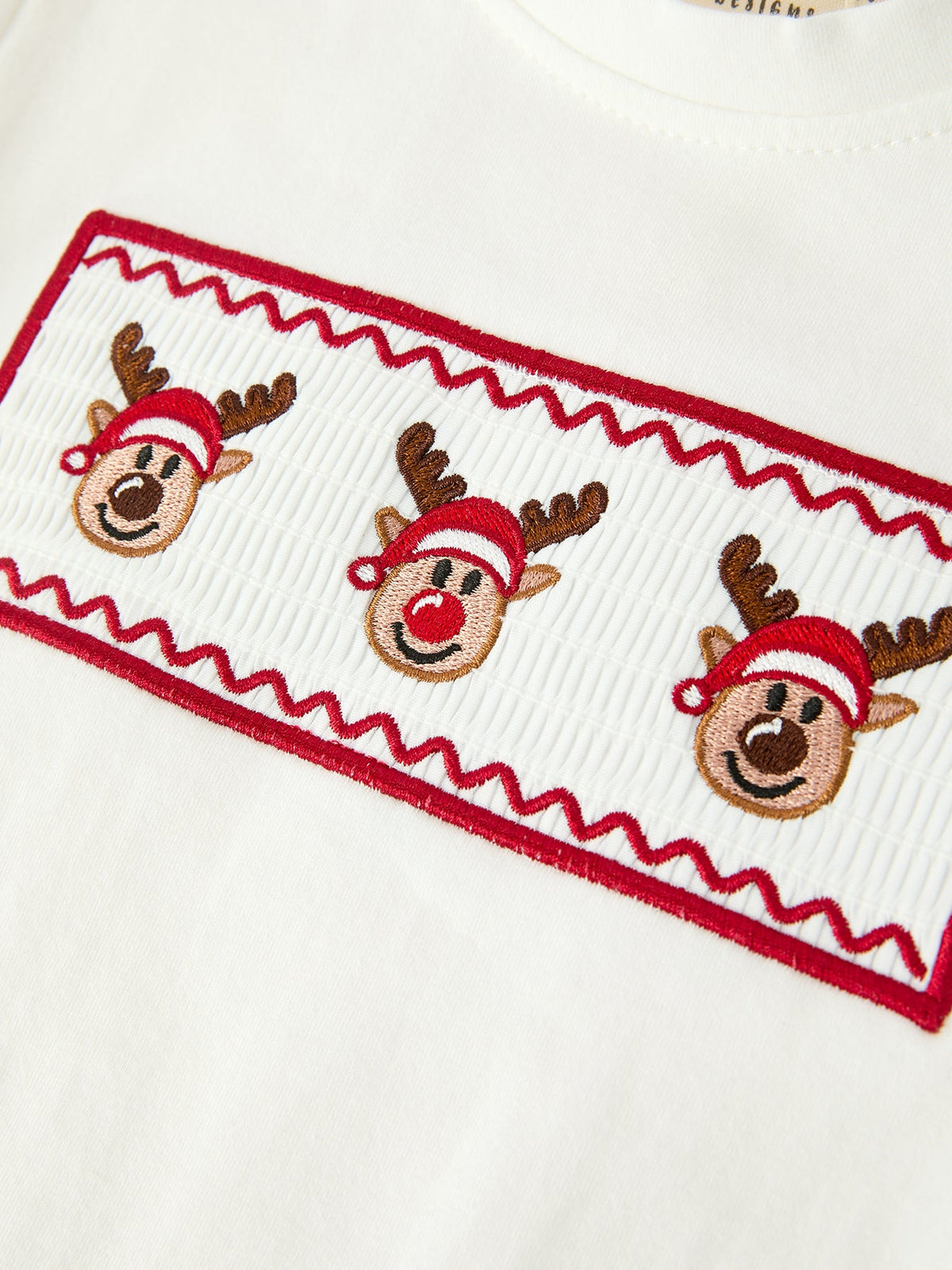 Boys' Christmas Reindeer Embroidered Shirt & Red Pants Set