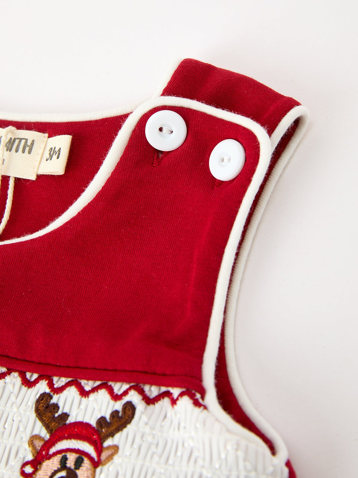 Baby Boys’ Red Reindeer Smocked Christmas Jon Jon