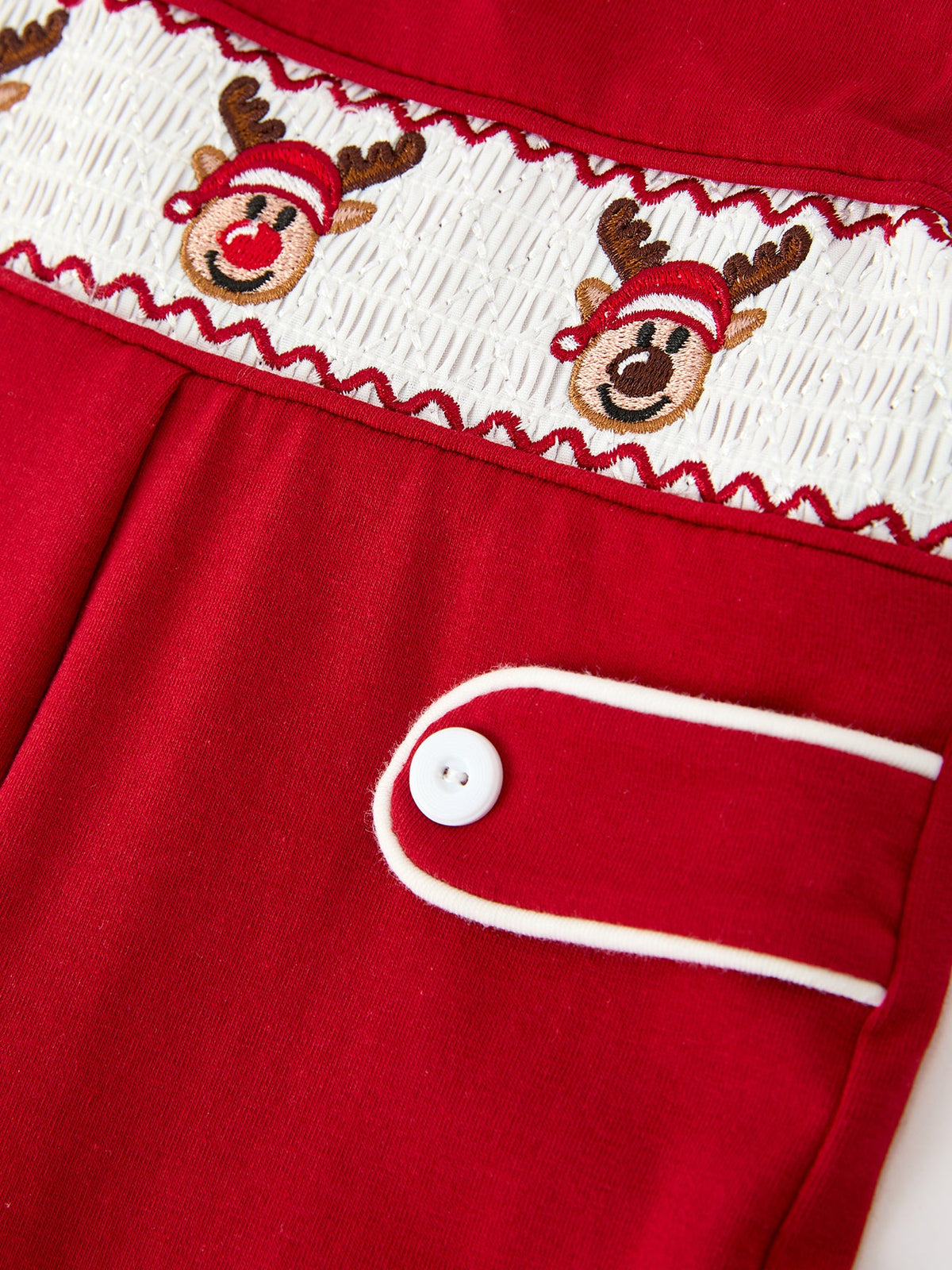 Baby Boys’ Red Reindeer Smocked Christmas Jon Jon